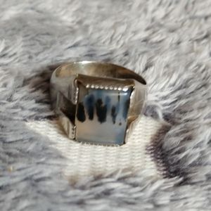 ★SOLD★ Vintage sterling silver moss agate ring